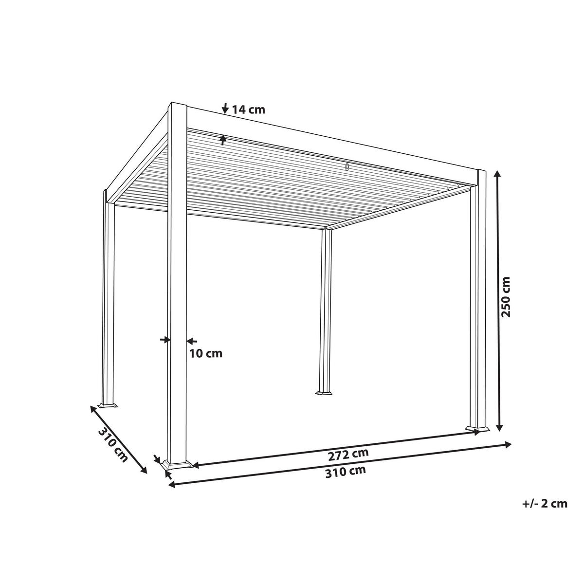 GARTEN-PERGOLA Weiß Forno II - Weiß, Metall (310/250/310cm) - Beliani
