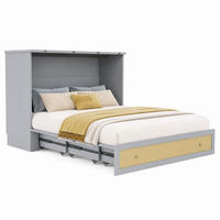 SCHRANKBETT umbaubar 140x200 cm MDF Grau mit USB und Steckdose - Grau, Holz (140/200cm) - Meubliv