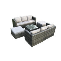 GARTENLOUNGE-SET Polyrattan 8-Sitzer - Dunkelgrau, Metall - Fimous