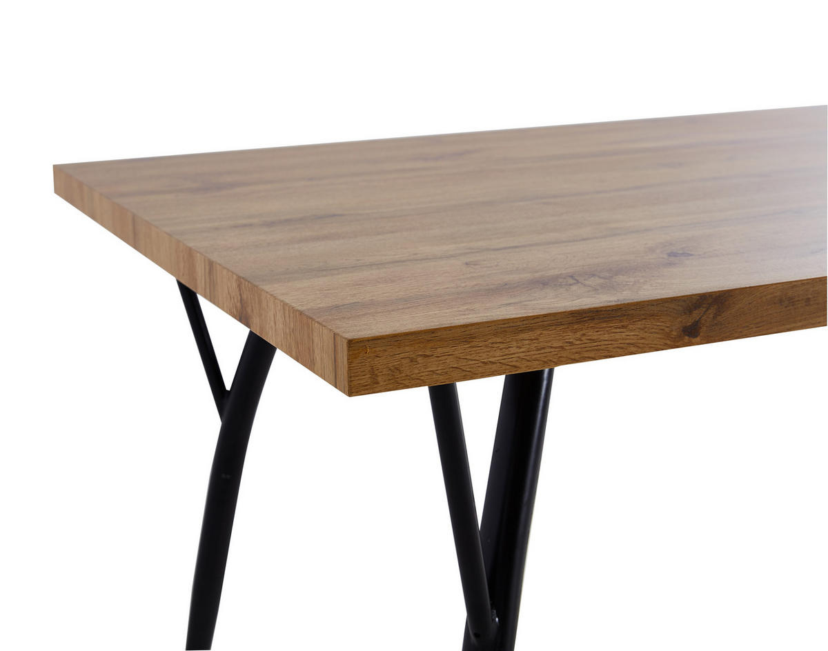ESSZIMMERTISCH LEVI - 150x90 cm - MDF mit Eiche-Dekor, Beine Metall - Naturfarben, Metall (90/150/77cm) - TPFLiving