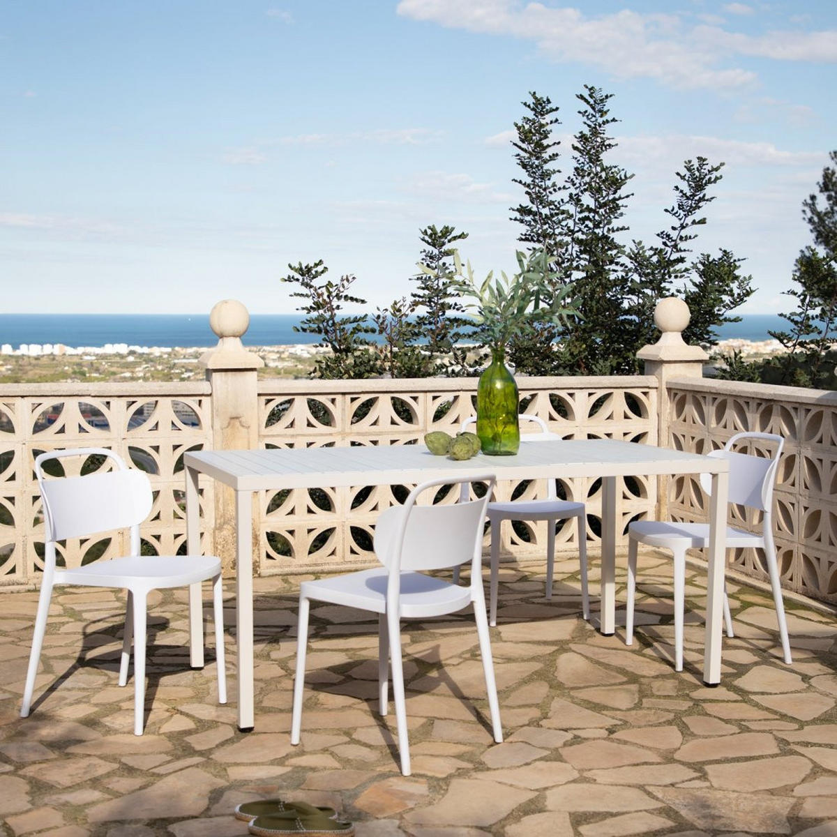 STUHL FÜR DRAUSSEN Edda Weiß 47 cm x 78 cm - Weiß, Kunststoff (47/78/51cm)