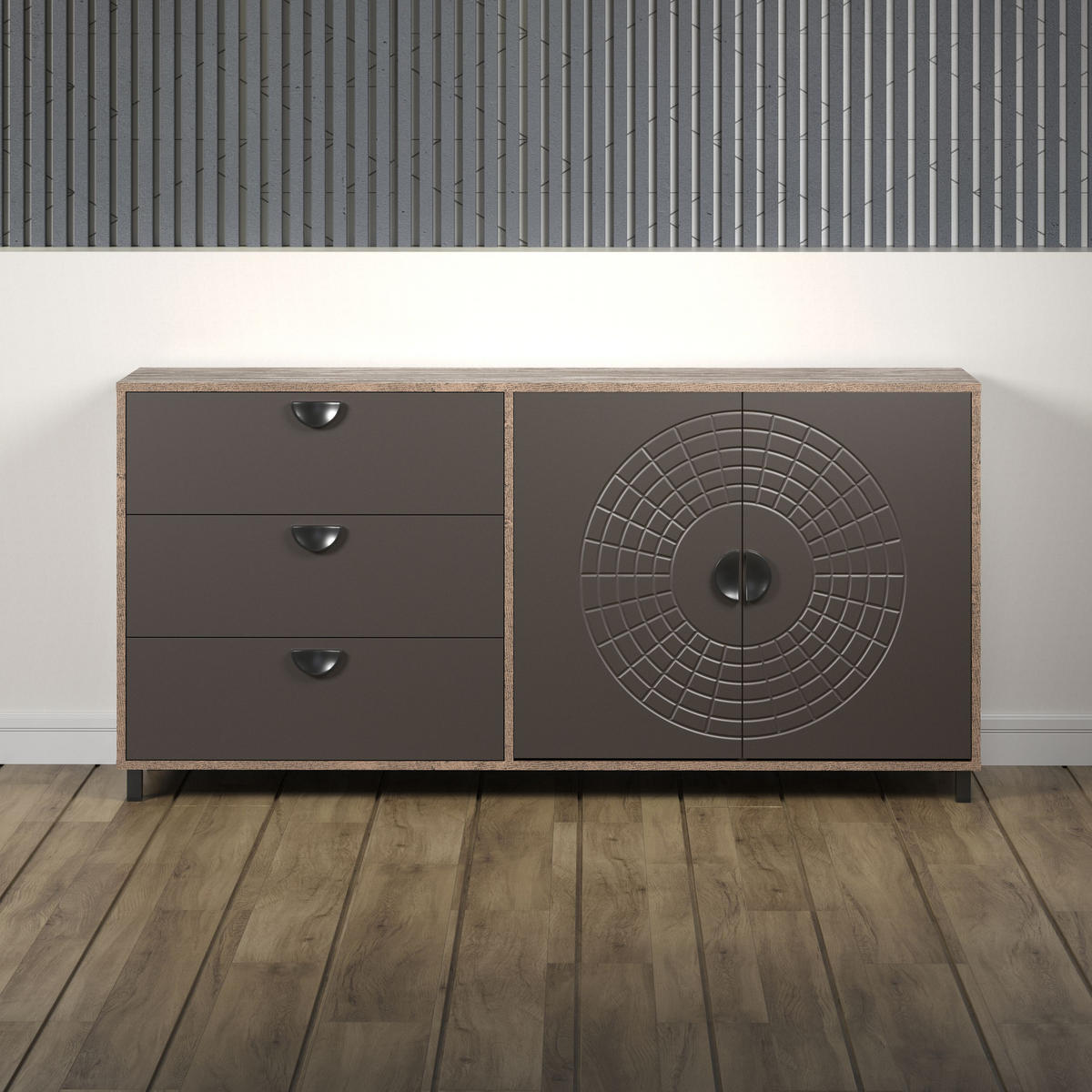 SIDEBOARD Fusion Rostoptik Rusty Flow/ Perlbronze 176 / 86 / 42 cm - Braun, Holzwerkstoff (176/86/42cm) - Calicosy