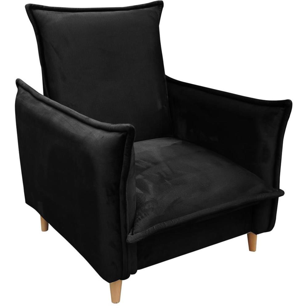 RELAXSESSEL Pillow schwarz mit Buchenbeinen - Buchefarben/Schwarz, Textil (84/95/88cm) - Beautysofa