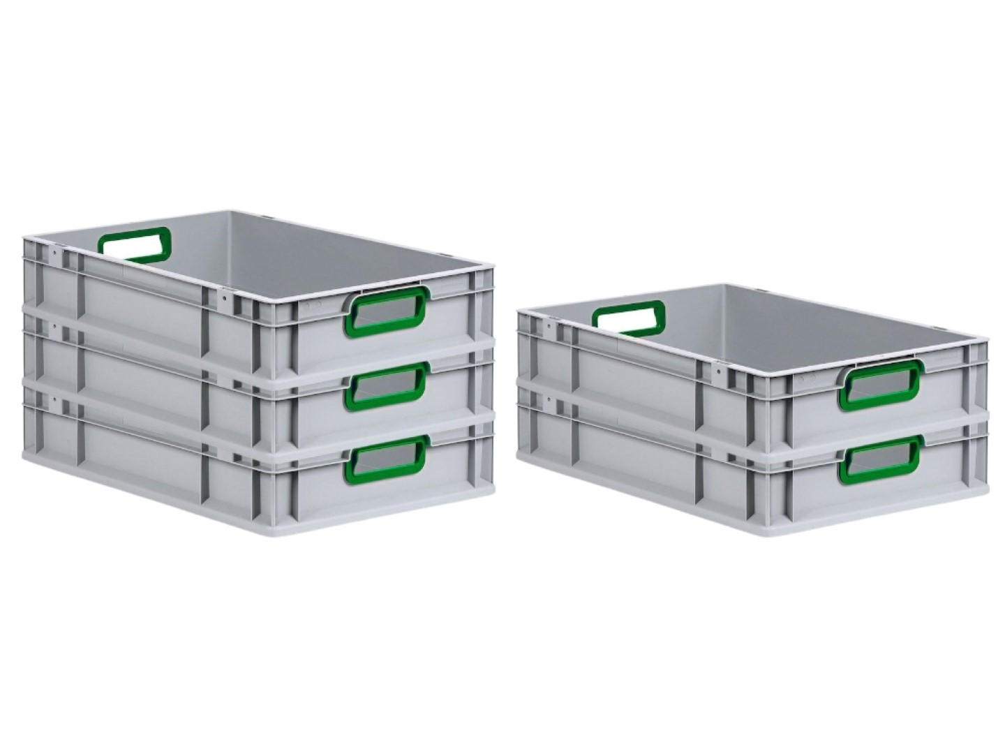 EUROBOX 5x Nextgen Color 12x40x60cm 23 Liter Griffe Grün Offen - Grün, Kunststoff (40/12/60cm) - PROREGAL