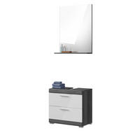 BADMÖBEL-SET weiß Hochglanz, grau 2-teilig 60 cm, Kombination mit viel Stauraum - Weiß Hochglanz/Grau, Holzwerkstoff (60/191/34cm) - Inn.Furn