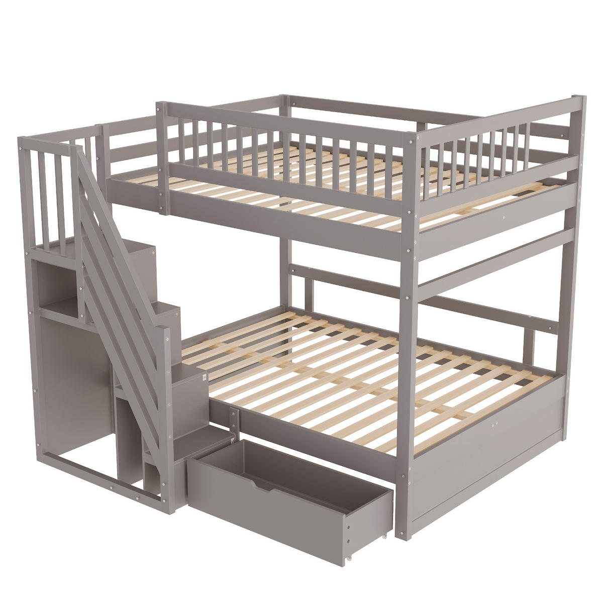 ETAGENBETT mit Stauraum 140x200 cm Grau - Grau, Holzwerkstoff (140/200cm) - Beauniv