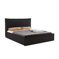 POLSTERBETT LUNA 140x200 cm mit Bettkasten, Stauraum und Metall-Lattenrost – Bouclé Stoff Schwarz - Schwarz, Textil/Metall (140/200cm) - Luxkor24