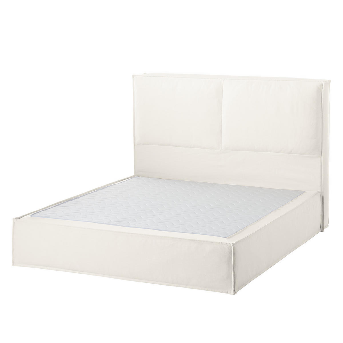 BOXSPRINGBETT mit Kopfteil - Premium - Weiß, Textil (180/200cm) - home24