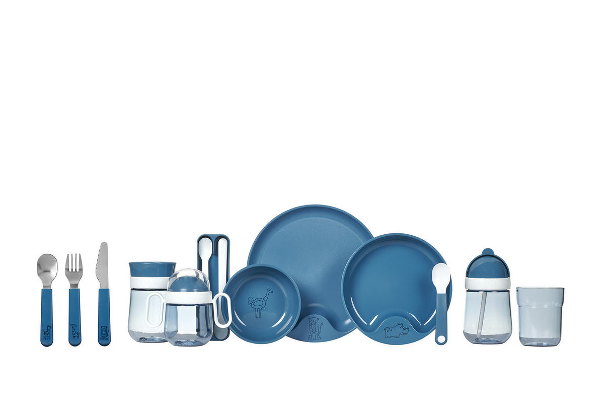 KINDERSCHALE MIT FÜTTERLÖFFEL Mio deep blue 3er Set - Dunkelblau, Kunststoff (12.7/4.5/12.7cm) - Mepal