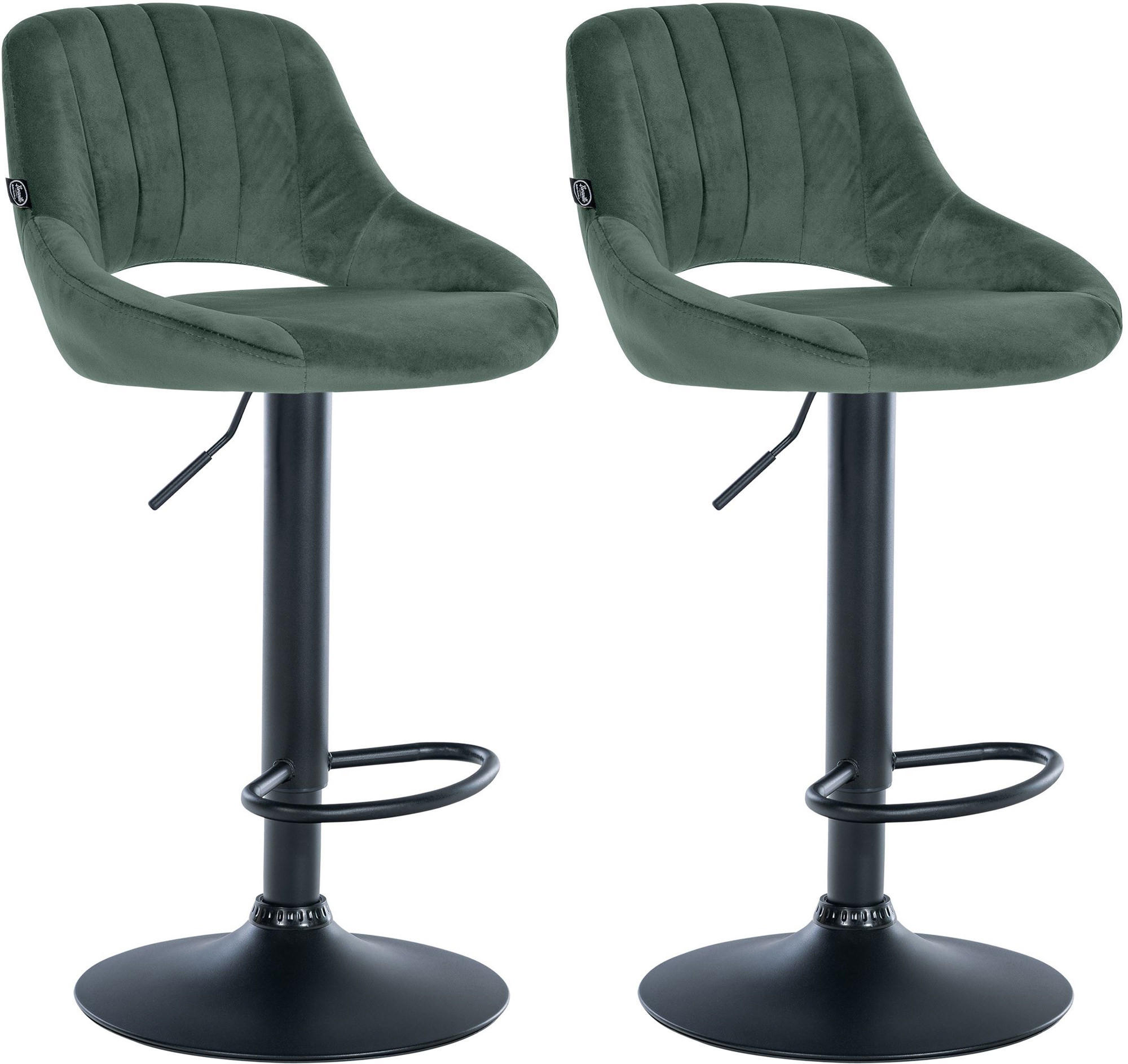 BARHOCKER 2er Set Samt grün - Schwarz/Grün, Textil (47/85/48cm) - CLP