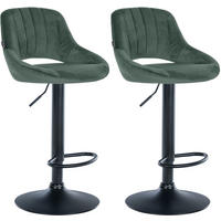 BARHOCKER 2er Set Samt grün - Schwarz/Grün, Textil (47/85/48cm) - CLP