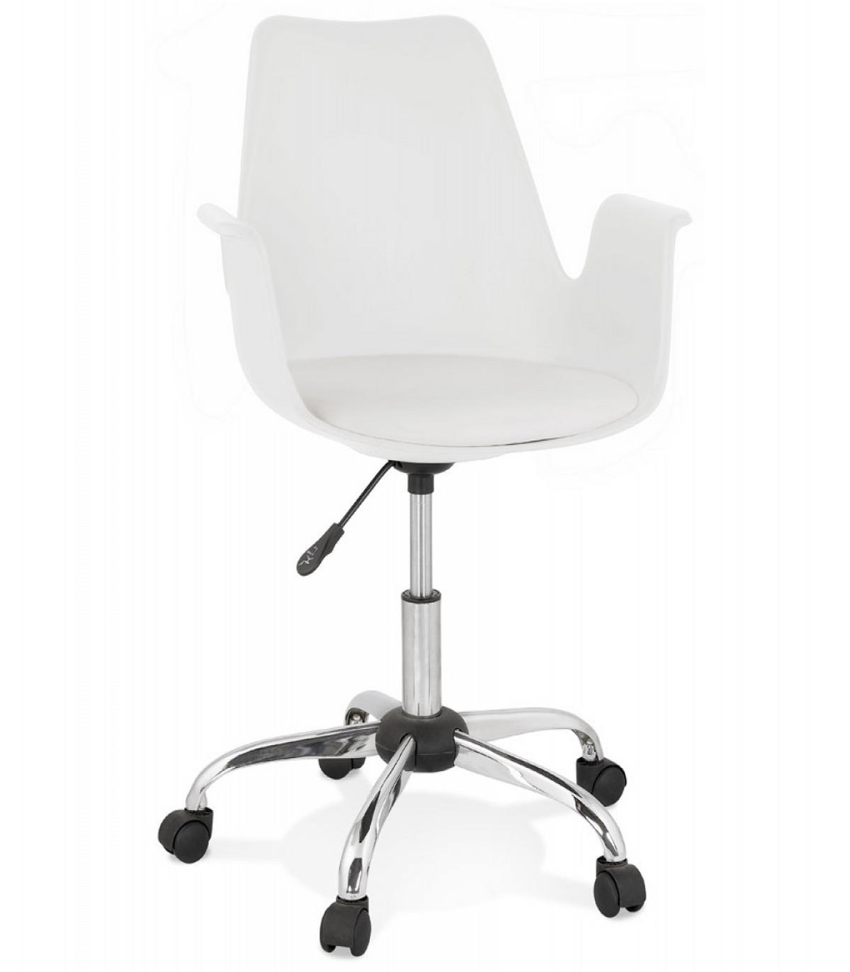 BÜROSTUHL mit Armlehnen aus Kunststoff und Rollen TRIP, Weiß 58x58x22,3 cm - Chromfarben/Weiß, Kunststoff/Metall (58/22/58cm) - KADIMA DESIGN