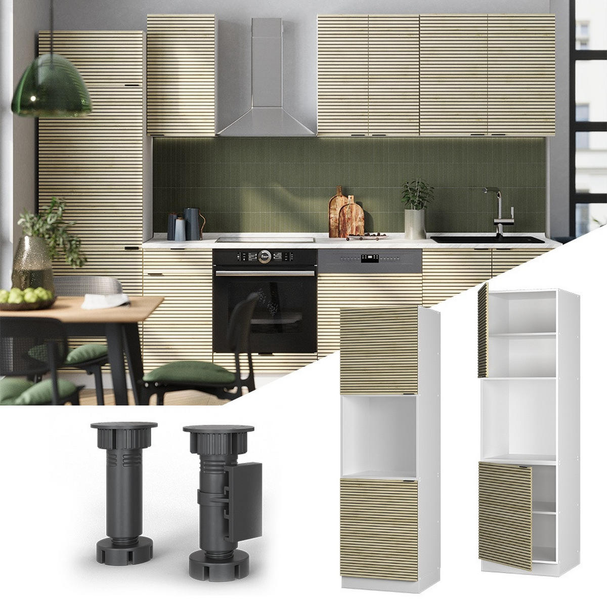 DULAP DE TRANSFORMARE A SOBEI Fame-Line Panou de stejar 60 cm cu rafturi deschise - alb/culoare lemn stejar, compozit lemnos (60/206.8/58.1cm) - Vicco