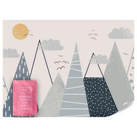 FOTOTAPETE für Kinder Berge im skandinavischen Stil 300x210 - Beige/Schwarz, Papier (300/210cm) - Muralo