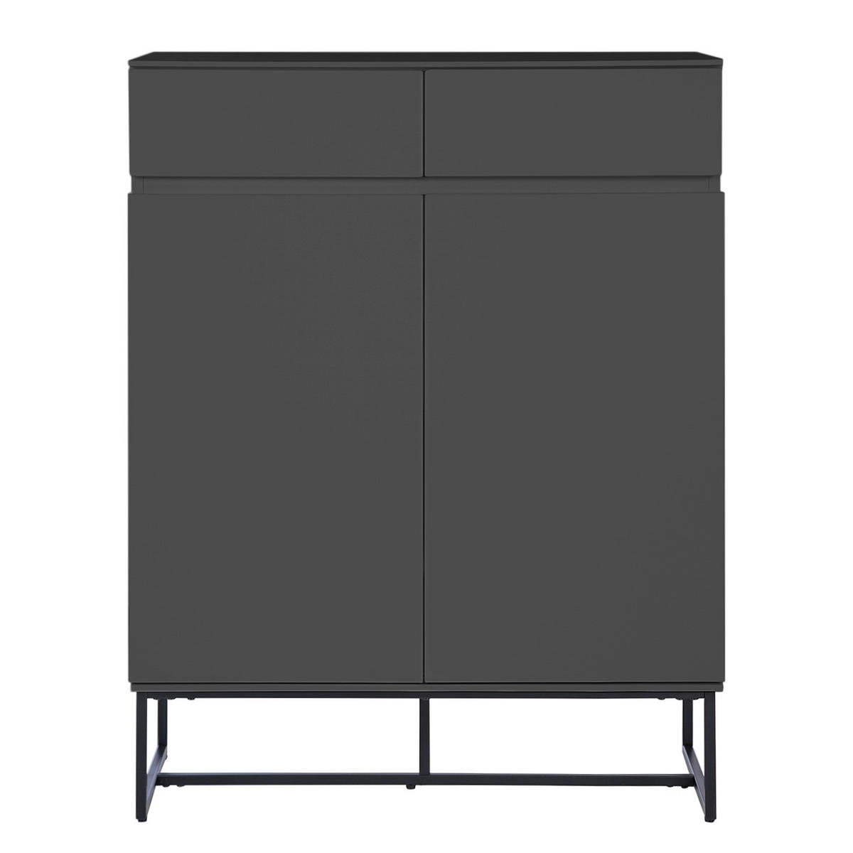 SCHUHKOMMODE mit Schubladen - MDF / Eisen - Schwarz/Grau, Holzwerkstoff/Metall (80/107/40cm) - home24