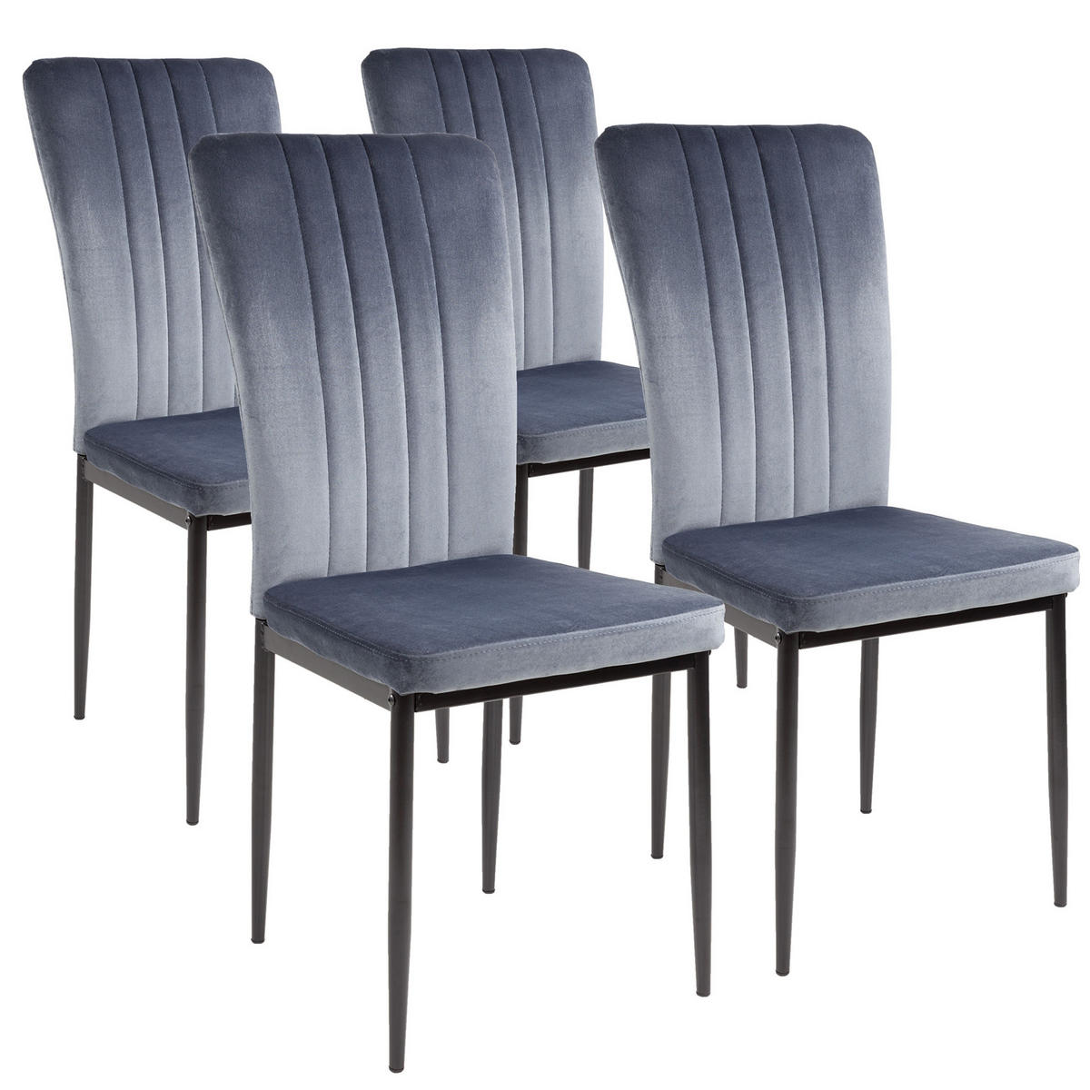 STUHL MODENA Samtbezug Metallbeine 4er Set Grau - Grau, Textil/Metall (42/96/43cm) - Albatros