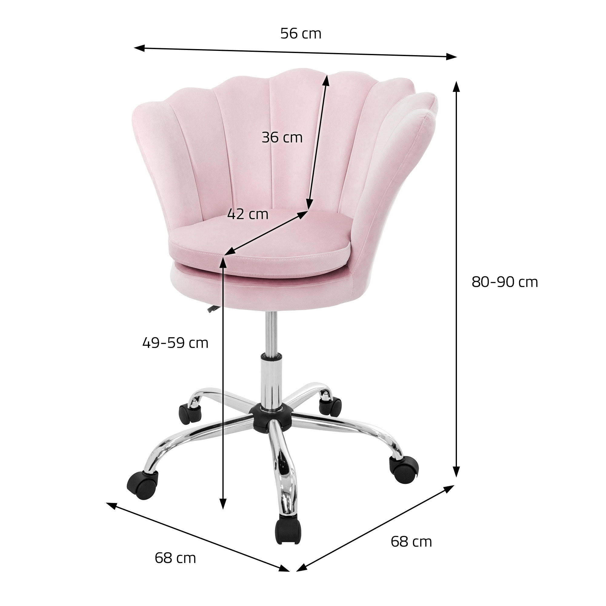DREHSTUHL Kunstfell Hellrosa - Hellrosa, Metall (68/90/68cm) - ML-DESIGN