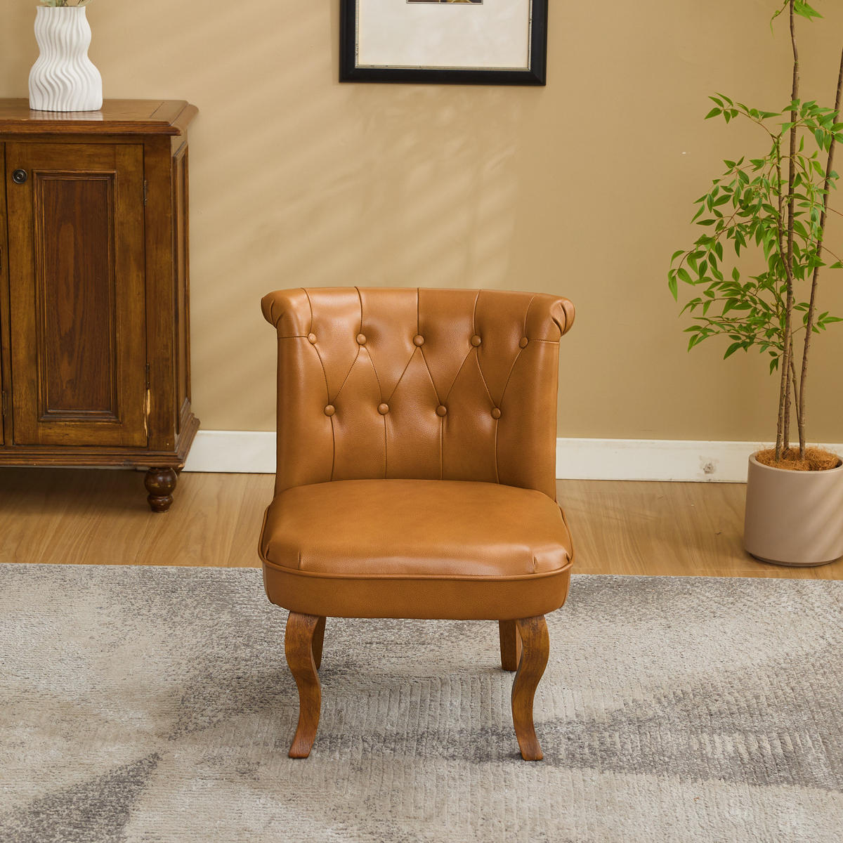 STUHL Echtleder mit Massivholzbeinen, DE-42328, Hellbraun - Hellbraun, Holzwerkstoff (60/72/56cm) - ComfortXL