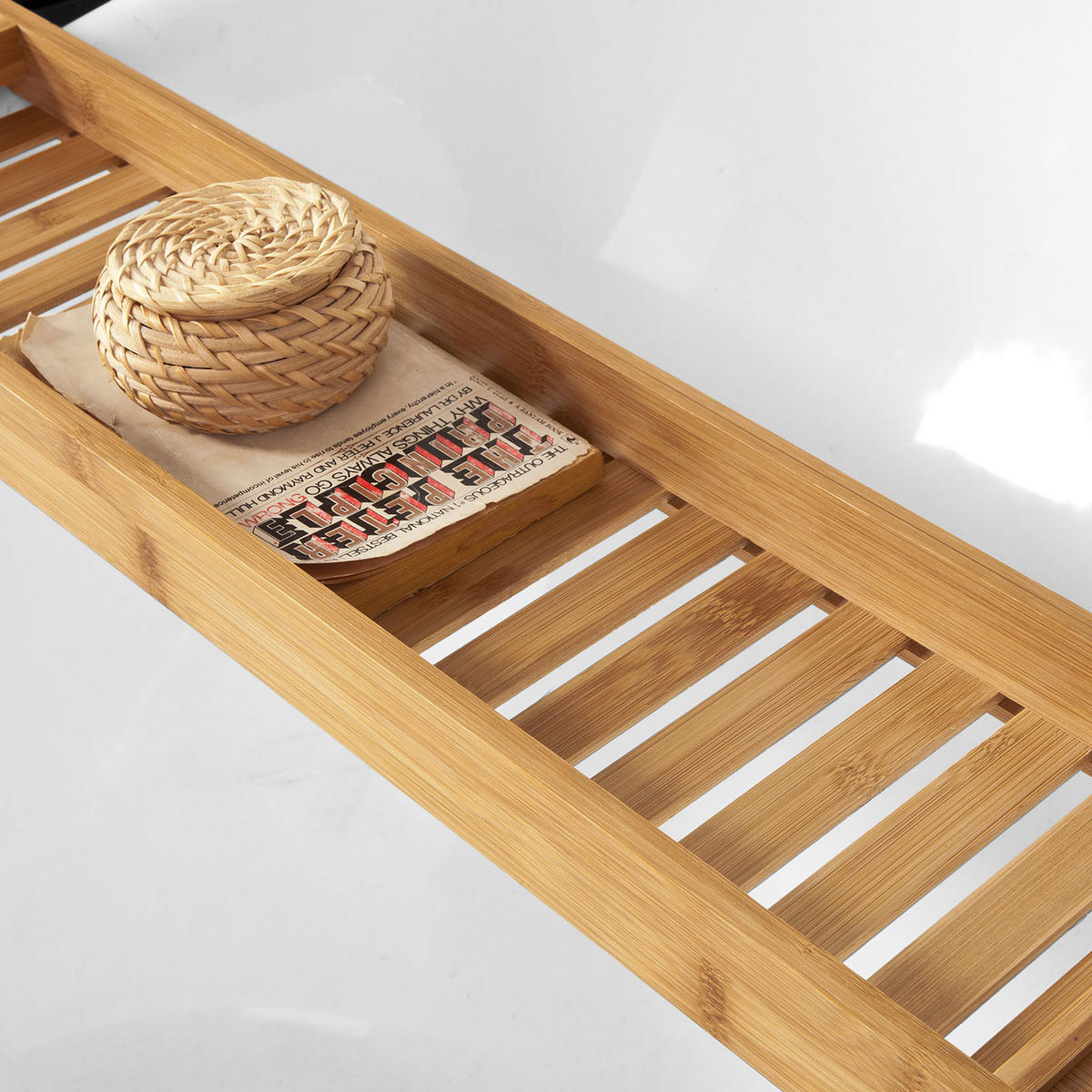BADEWANNENABLAGE 80cm - Naturfarben, Holz (80/5/15cm) - SoBuy
