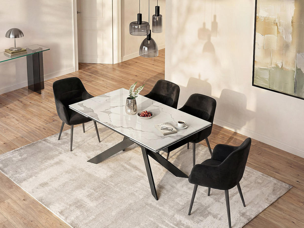 ESSTISCH - 6 Personen, 8 Personen, 10 Personen - Glas, Keramik - Anthrazitgrau, Weiß COREMA - Anthrazit/Weiß, Glas/Keramik (90/200/76cm) - Vente-Unique