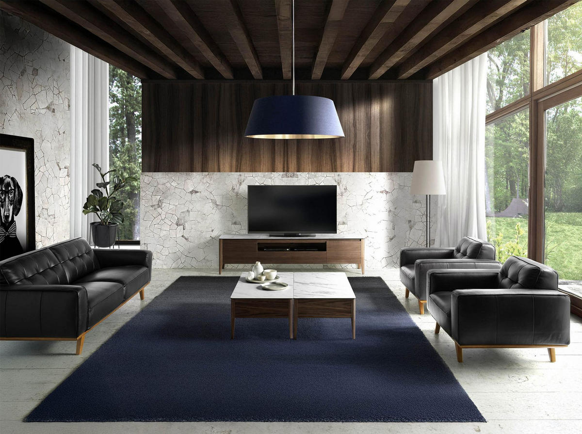 CHESTER-SESSEL aus schwarzem Leder - Schwarz/Braun, Leder/Holz (112/78/95cm) - ANGEL CERDA