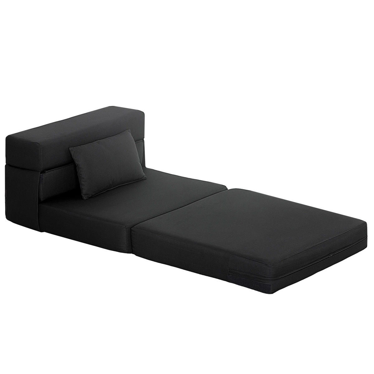 SCHLAFSESSEL DE-14638 klappbar mit Kissen Schwarz - Schwarz, Textil (80/15/210cm) - ComfortXL