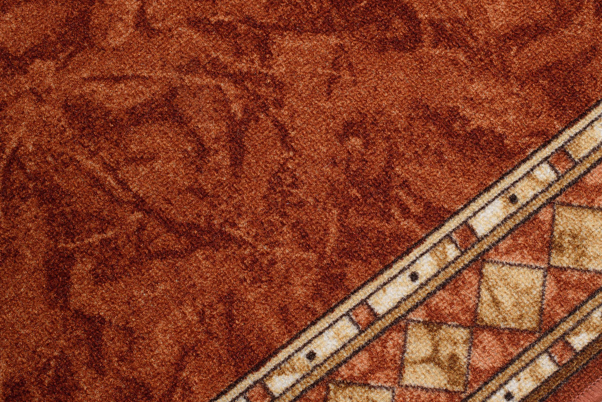 TEPPICHLÄUFER Anti-Rutsch Dunkelorange Braun rutschfest Gummiunterlage 80/1400 cm - Braun/Orange, Textil (80/1400cm) - Tapiso