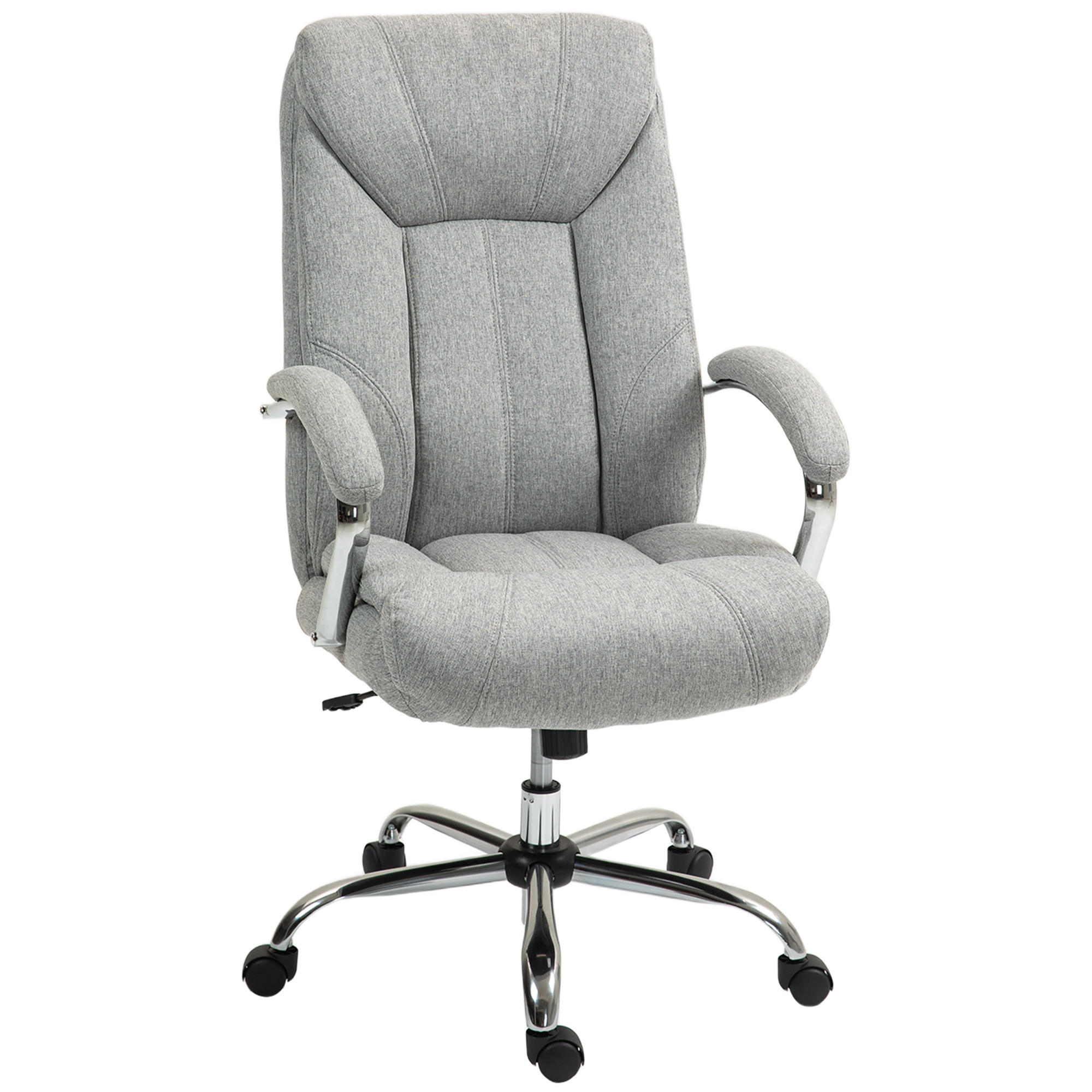 BÜROSTUHL mit Wippfunktion ergonomischer Schreibtischstuhl mit Armlehne - Hellgrau, Kunststoff (78/118/65cm) - Vinsetto