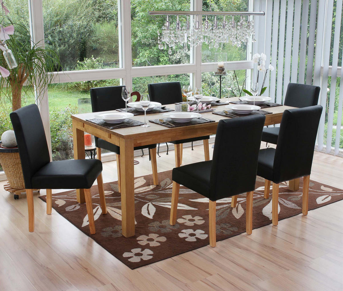 ESSZIMMERSTUHL 4er-Set klassisch und zeitlos 90x43x56cm Sitzhöhe 45cm Kunstleder helle Beine Schwarz matt - Schwarz, Kunststoff (43/90/56cm) - CHEFGASTRO