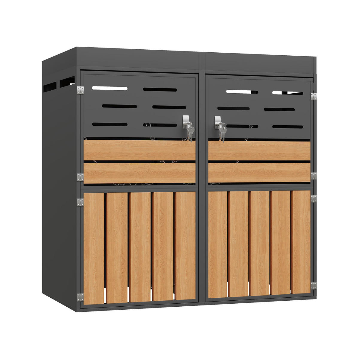 MÜLLTONNENBOX mit integriertem Pflanzkasten,Müllcontainer,Grau - Grau, Metall (133/128/80cm) - LVHOM