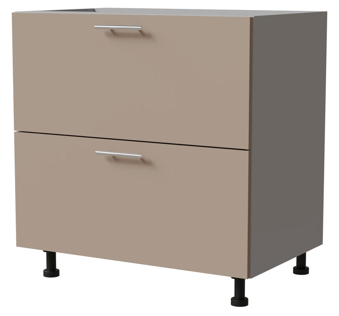 SCHUBLADENUNTERSCHRANK Brerra D2R/80 Korpus grau / Front RAL 1019 graubeige Matt 80 / 50 / 82 cm Schubladensystem REJS Comfort Box - Graubraun/Grau, Holz/Holzwerkstoff (80/82/50cm) - Feldmann-Wohnen