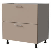 SCHUBLADENUNTERSCHRANK Brerra D2A/80/1A Korpus grau / Front RAL 1019 graubeige Matt 80 / 50 / 82 cm - Graubraun/Grau, Holz/Holzwerkstoff (80/82/50cm) - Feldmann-Wohnen