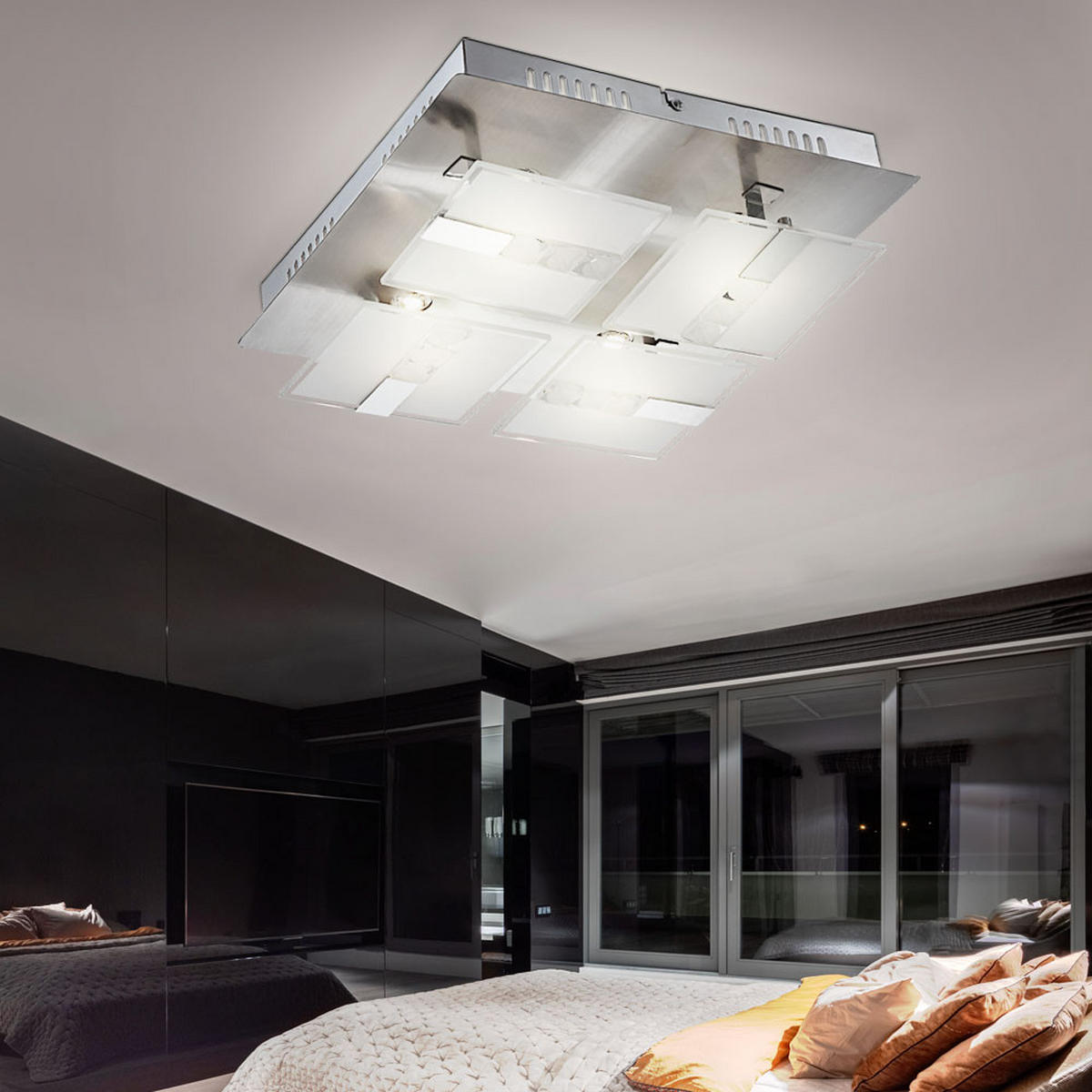 LED DECKENLEUCHTE SEIKE Silber Glas satiniert - Silberfarben, Glas (30/30/9cm) - Globo Lighting