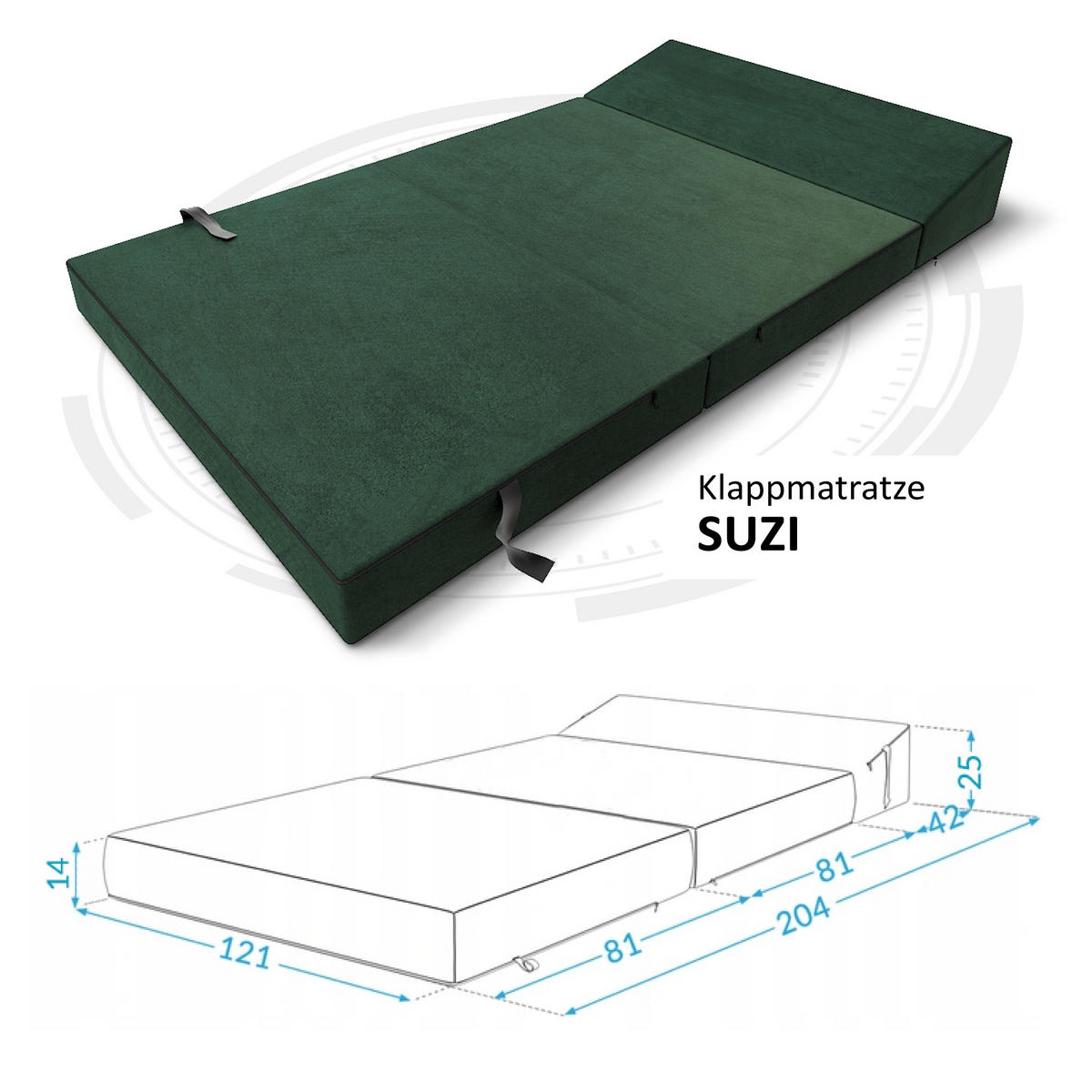 KLAPPMATRATZE SUZI MAXI - Dunkelgrün, Textil (120/200cm) - FDM