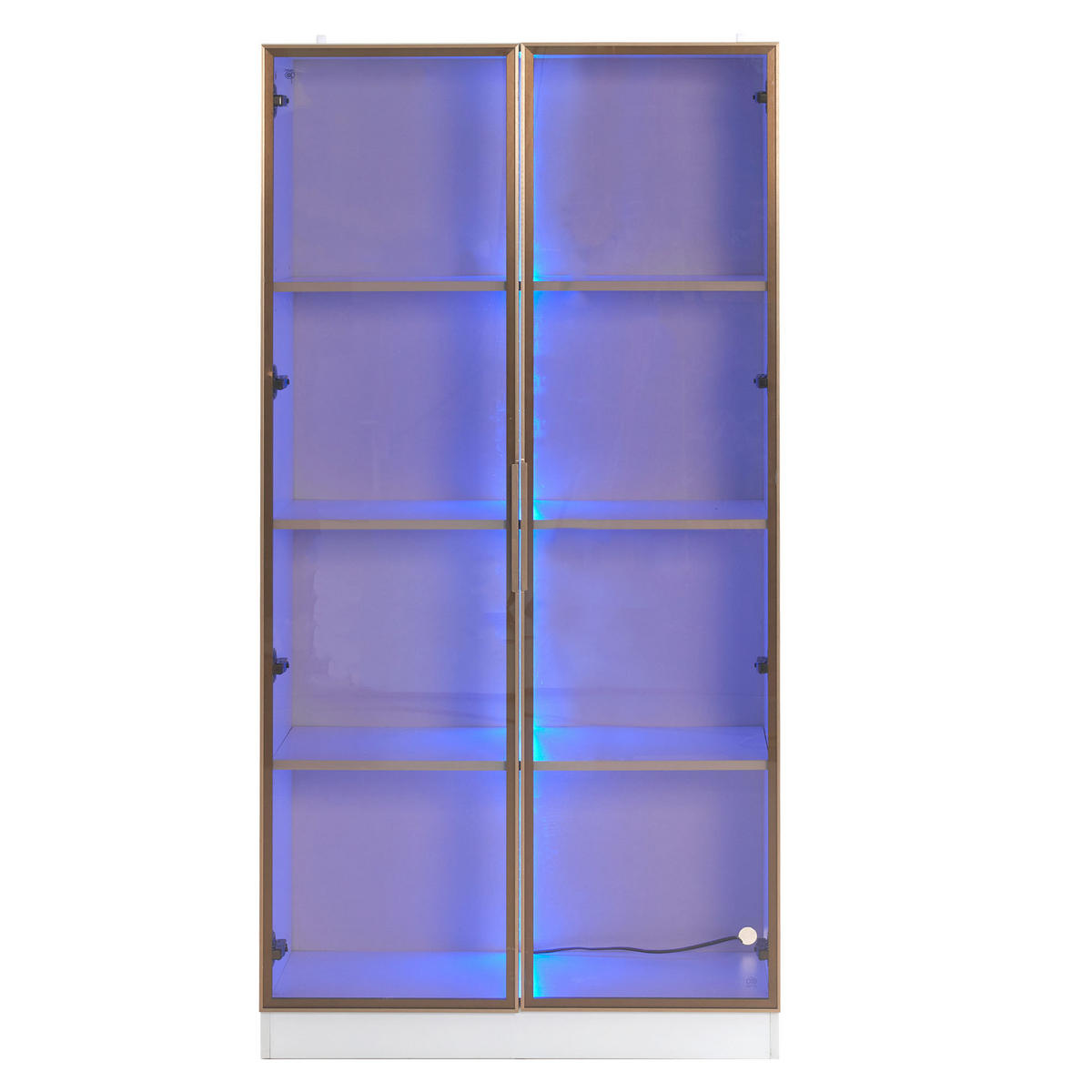 VITRINE, 2er-Set, LED-Licht, Flügeltüren, Weiß, 80x40x160cm - Weiß, Holzwerkstoff (40/160/160cm) - FLIEKS