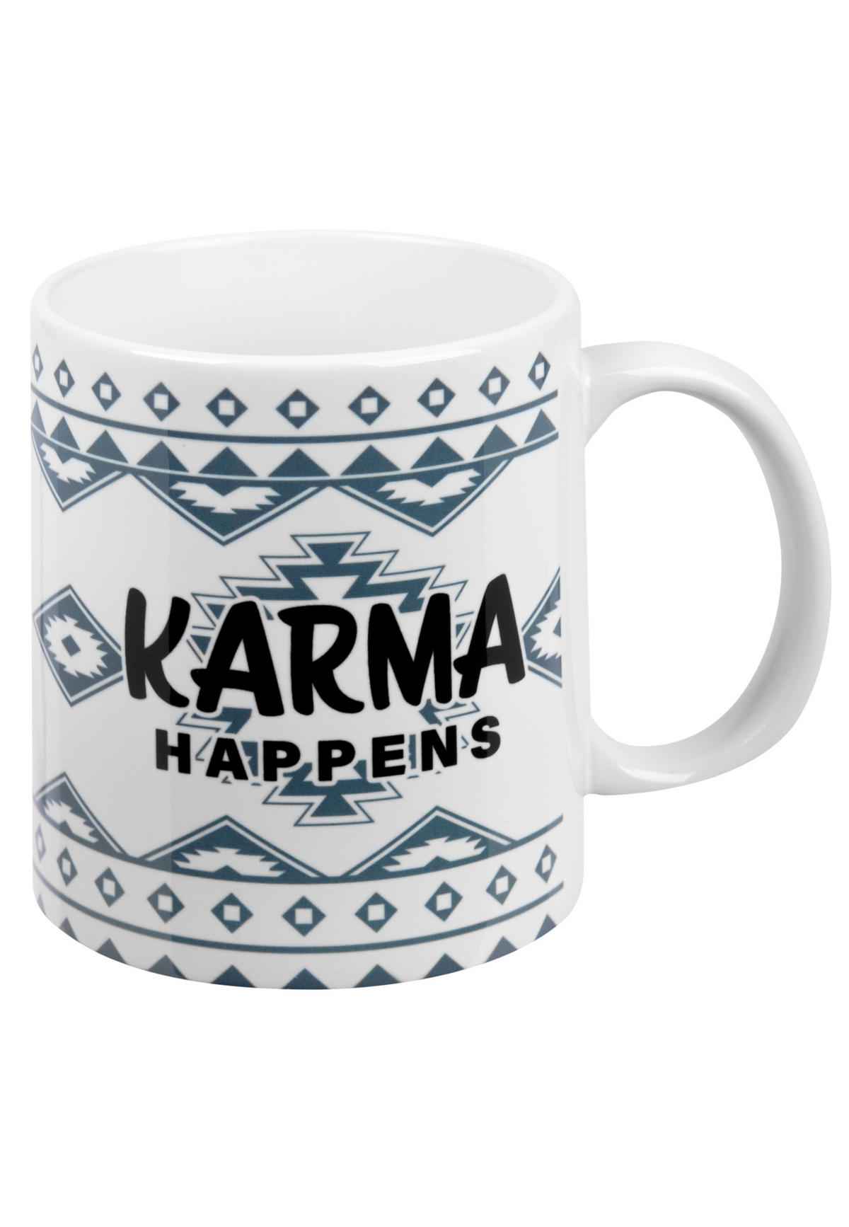 KAFFEEBECHER Karma happens Weiß 320 ml - Weiß, Keramik (0.32L) - United Labels