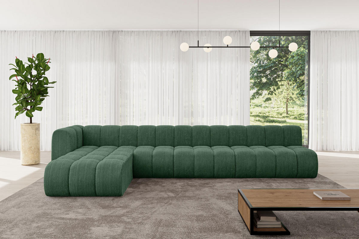 ECKSOFA modulares Sofa Darnel-L3 - 387x177x70 cm Grün - Grün, Holzwerkstoff/Textil (387/177cm) - ALTDECOR