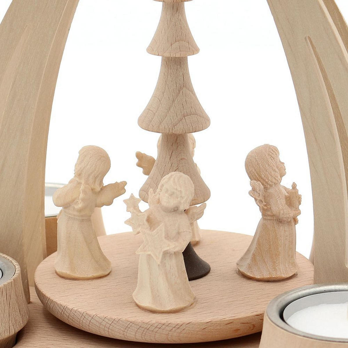 TISCH-PYRAMIDE 4 Engelfiguren a. Südtirol 14/18/24 cm - Multicolor, Holz (0.1/24/0.1cm) - Dekoteam24