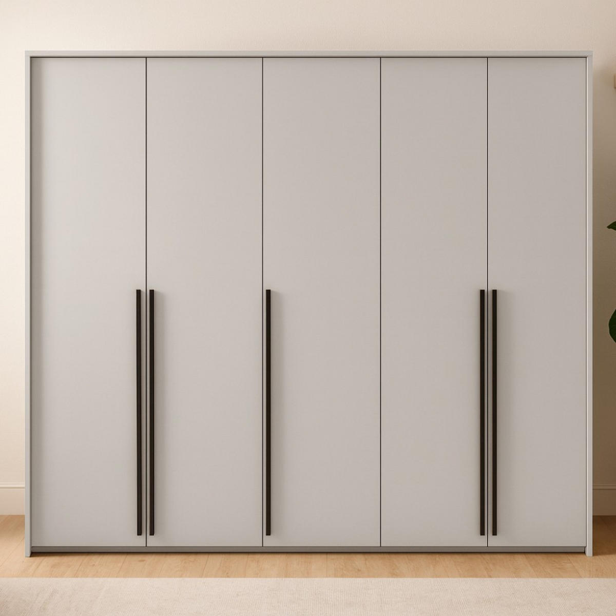 DREHTÜRENSCHRANK Giana mit 5 Türen, 255 cm, Beige Sand - Sandfarben/Beige, Holzwerkstoff (255/215/64.5cm) - Beautysofa