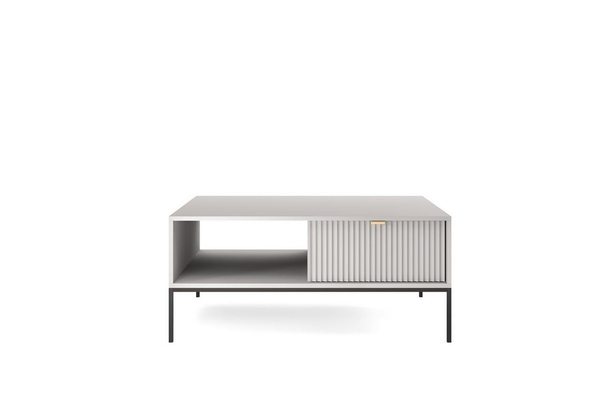 COUCHTISCH Kioto 104 cm in Grau mit Schubladen und Metallbeinen - Goldfarben/Schwarz, Holzwerkstoff/Metall (68/104/46cm) - Ravio