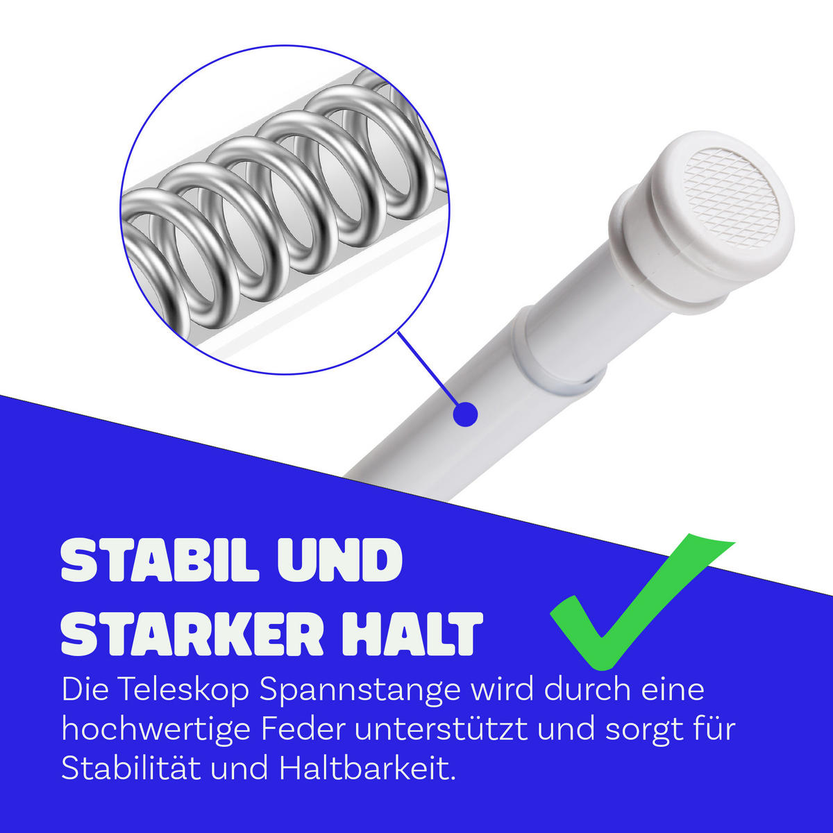 VERSTELLBARE Vorhangstange - Spannstange zum Klemmen Weiß Ø22/25 mm 60-90 cm - Weiß, Metall (60cm) - Bestlivings