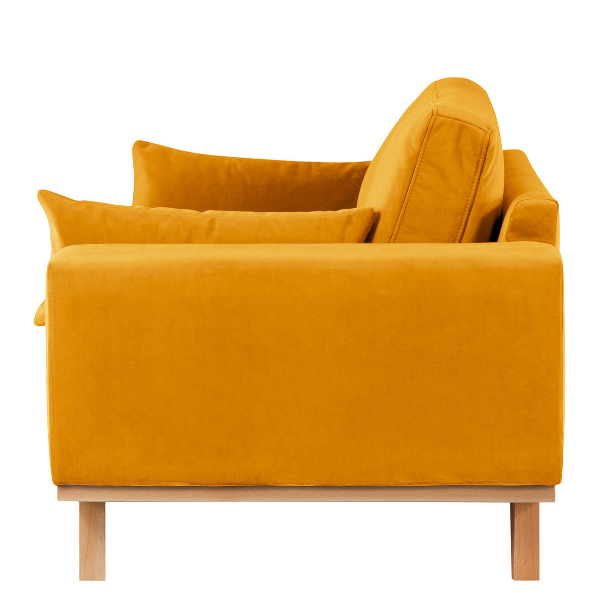 2-SITZER SOFA - Gelb/Buchefarben, Buchenholz/Textil (197/81/88cm) - home24