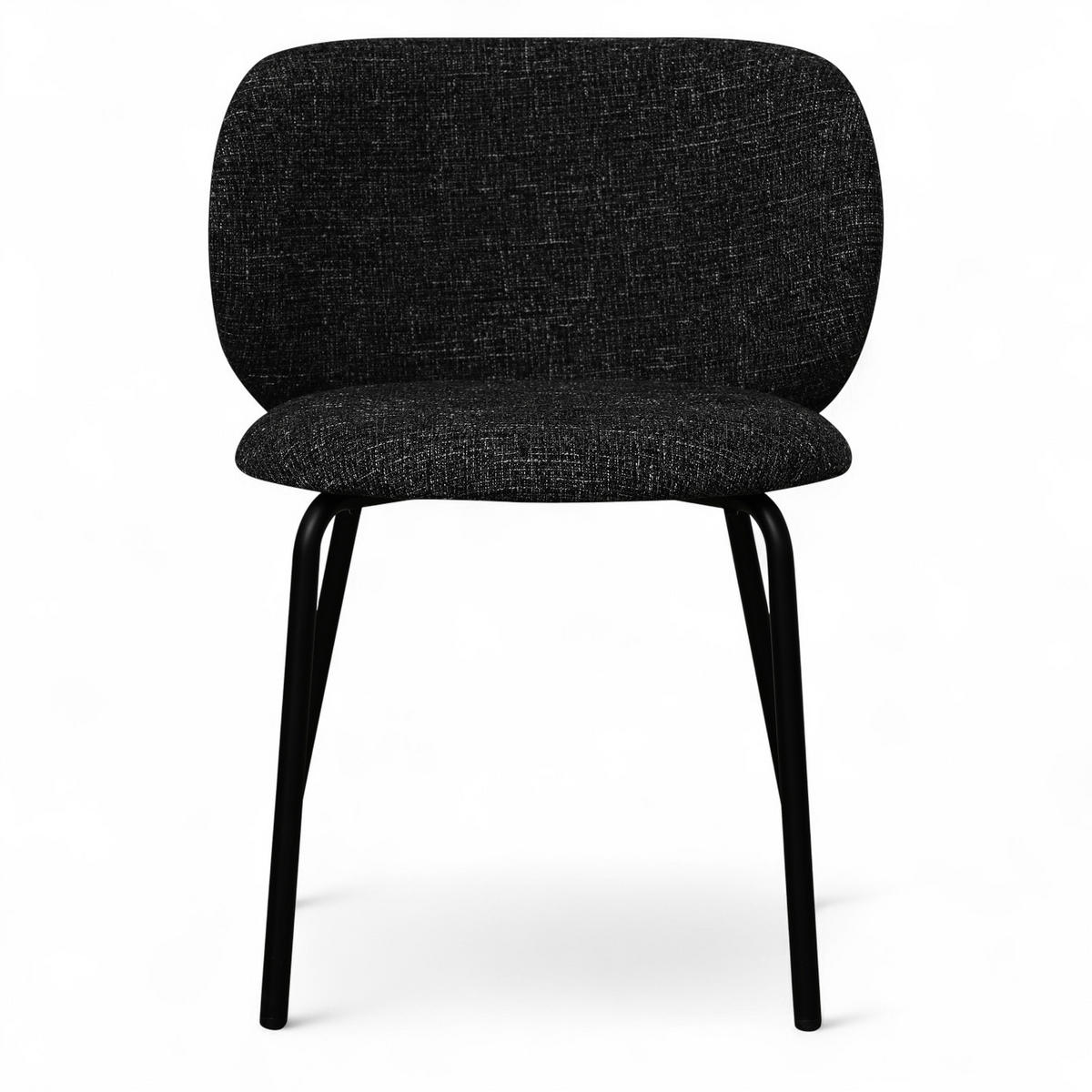 STUHL-SET 6 Stück in Teddystoff Schwarz - Schwarz, Textil/Metall (57/73/58cm) - Furnhouse