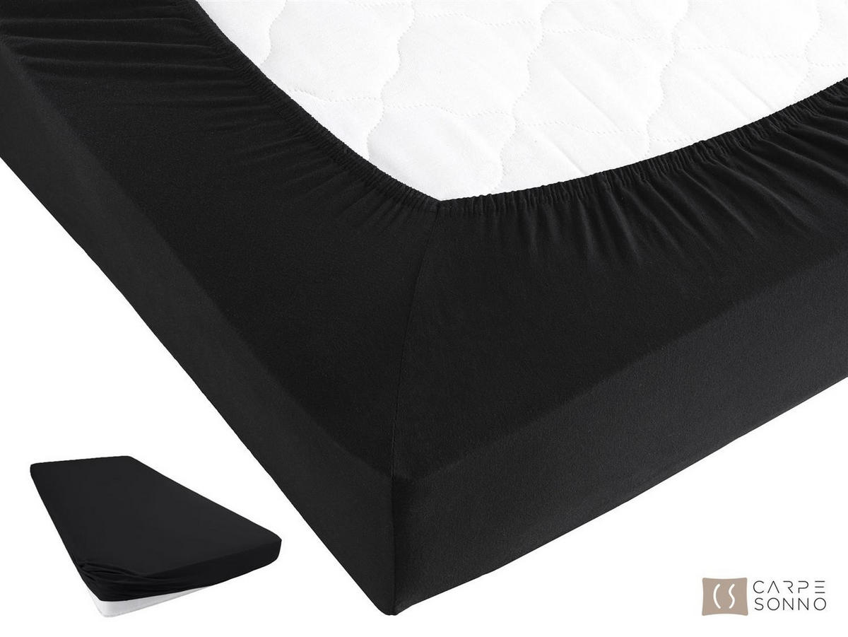 JERSEY-SPANNBETTLAKEN 100x200 cm aus 100% Baumwolle, Bettlaken Schwarz Uni - Schwarz, Textil (100/200cm) - Carpe Sonno