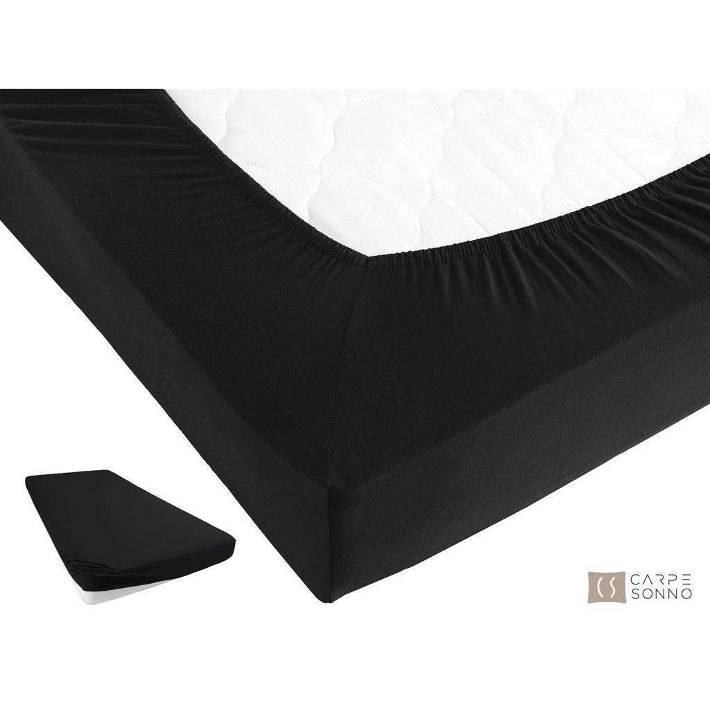 Thumbnail - Carpe Sonno Jersey-Spannbettlaken, Schwarz, Textil, Uni, Füllung: Baumwollfüllung, Rechteckig, 120x200 cm, Oeko-Tex® Mad...