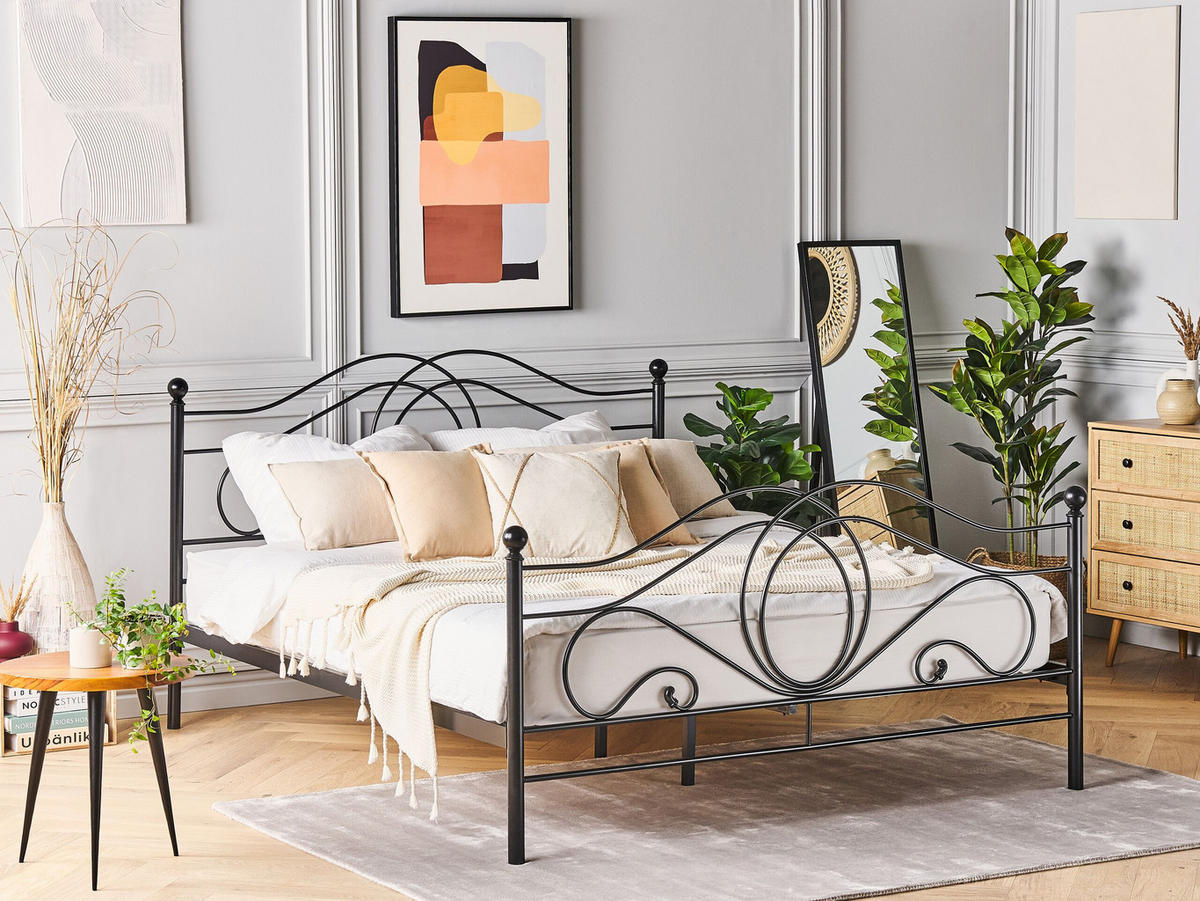 METALLBETT 160/200cm Schwarz Lyra - Schwarz, Metall (160/200cm) - Beliani
