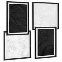 BILDER SET 4er Set - 50x50 cm & 40x60 cm Schwarzer Rahmen - Dunkles Licht, glamouröse Marmor - Schwarz, Kunststoff (50/50cm) - TULUP