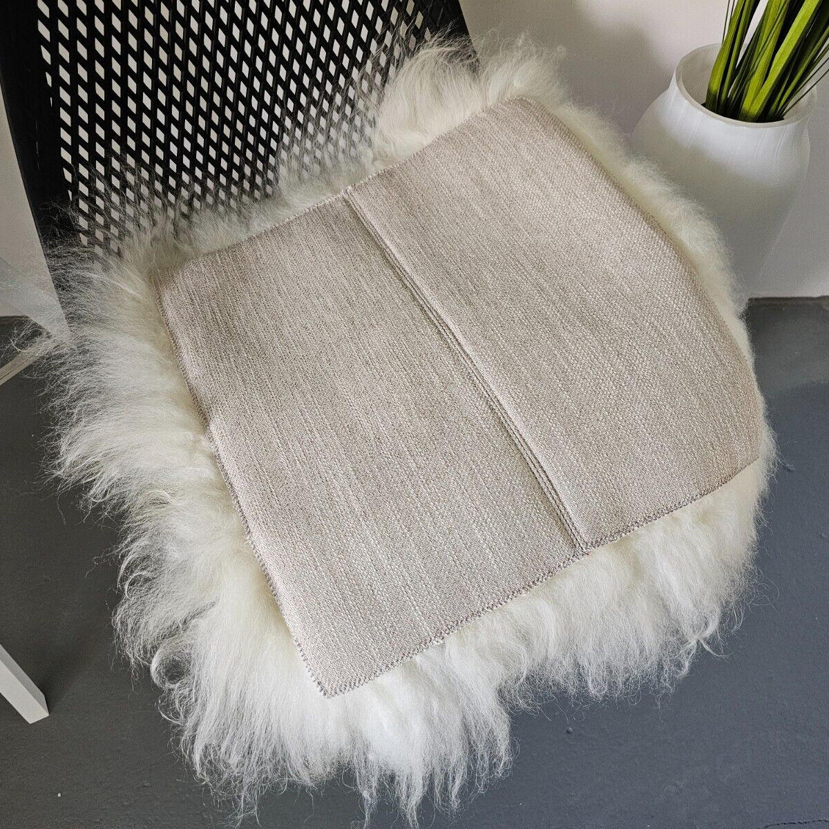 SITZAUFLAGE Island Schaffell Weiß Patchwork 40x40 cm - Weiß, Fell (40/40cm) - Provellus