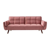 SCHLAFSOFA - 3 Personen - Samt, Stoff - Rosa - - Pink, Textil (211/82/90cm) - Vente-Unique