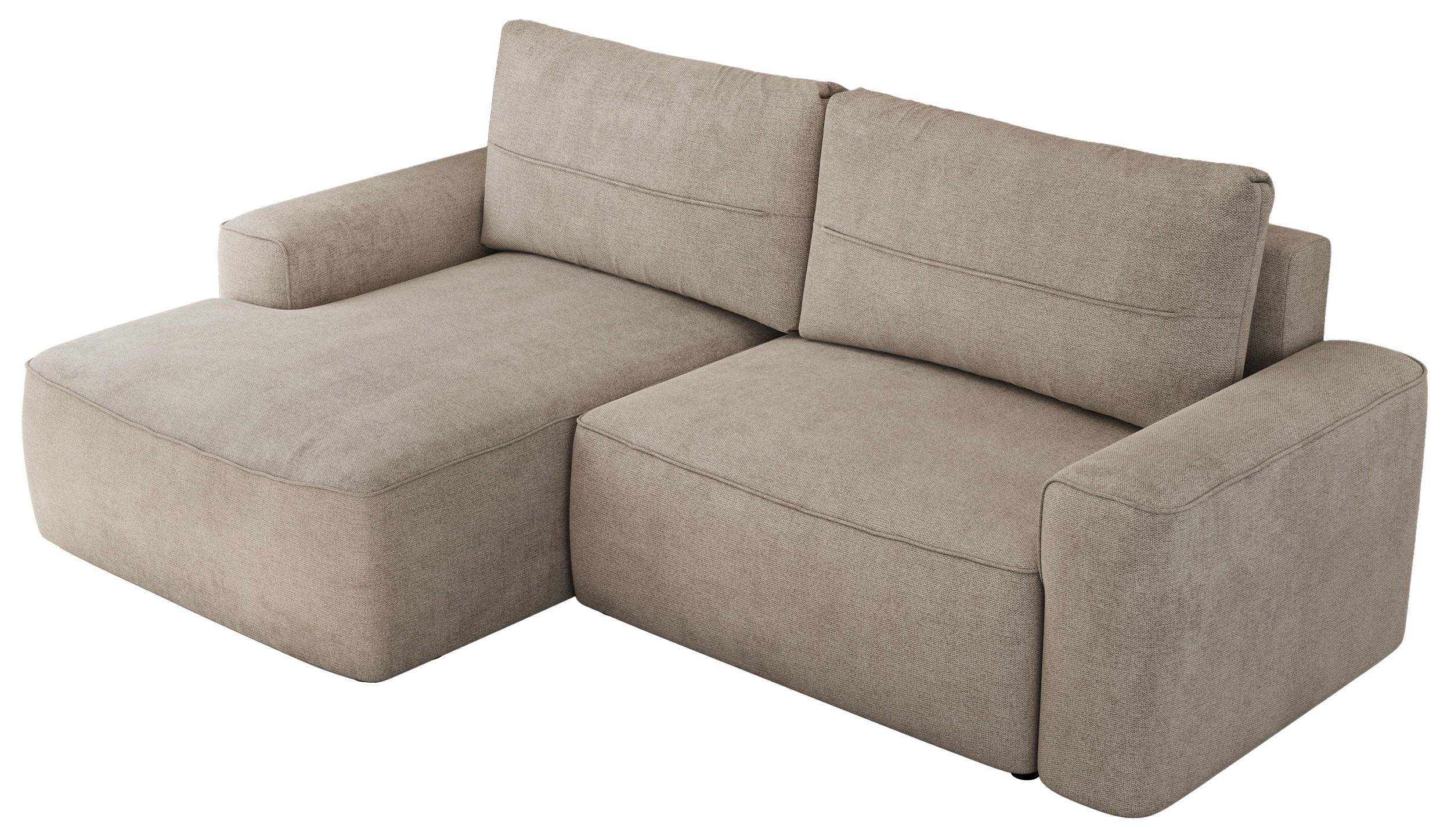 ECKSOFA BELLUNO L Beige Strukture - Links - Beige/Schwarz, Textil (144/233cm) - MKS